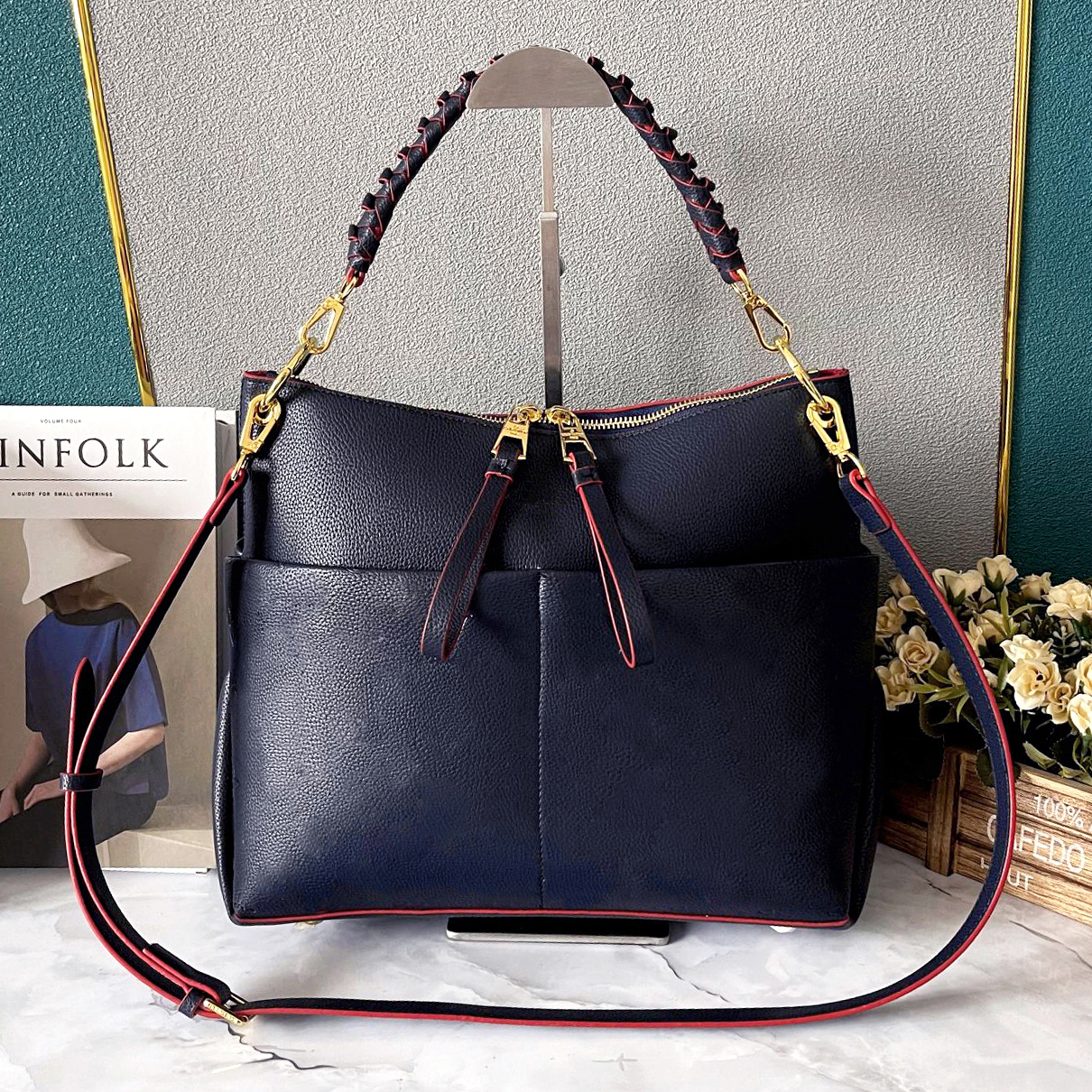 Women Fashion Luxury handbags Designer Melie tote bag Cross Body High Quality leather Embossing totes Commuter Bags Shopping bags Braided handle Shoulder bag