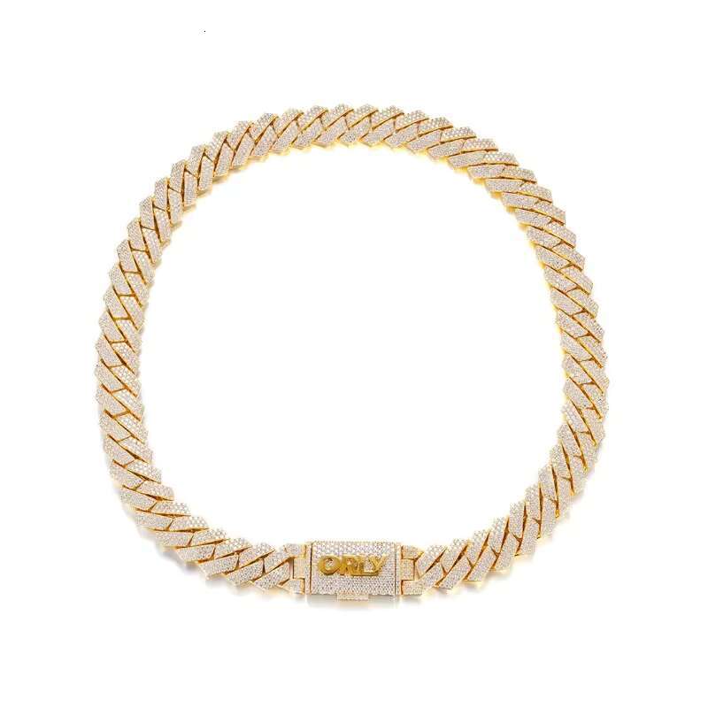 19mm Moissanite Monaco Gold Plated Sier Cuban k Chain Bracelet Necklace