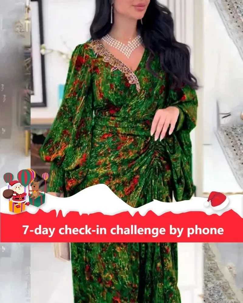 Urban Sexy Dresses African Print Dress for Women Summer Elegant African Lantern Slve V-neck Polyester Party Casaul Maxi Dr African Dr Y240312X5G4