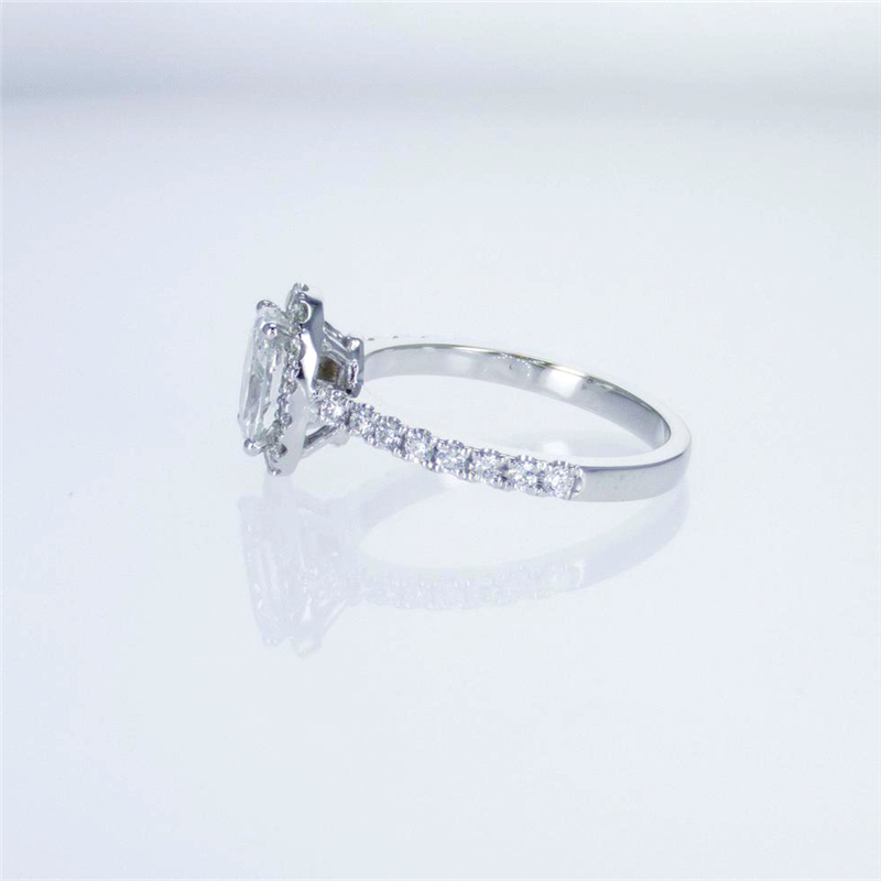 1.50 Carat Oval Lab Diamond White Gold Oval Cut Halo Engagement Vintage Fancy Ring For Women IGI Certificate E VS1 Half Band Ring