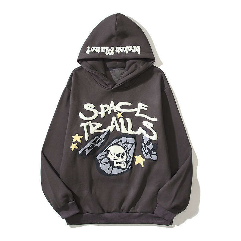 High Street Autumn and Winter New Cosmic Trajectory Skull Hair Bubble Hoodies, Trendy Hoodies
