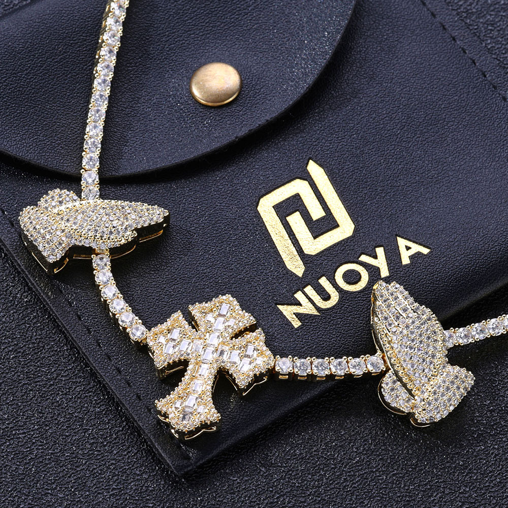 GRA Certified Custom Cross Necklace Silver 925 VVS Moissanite Hip-hop Ice Out Tennis Chain Necklace Womens Jewelry