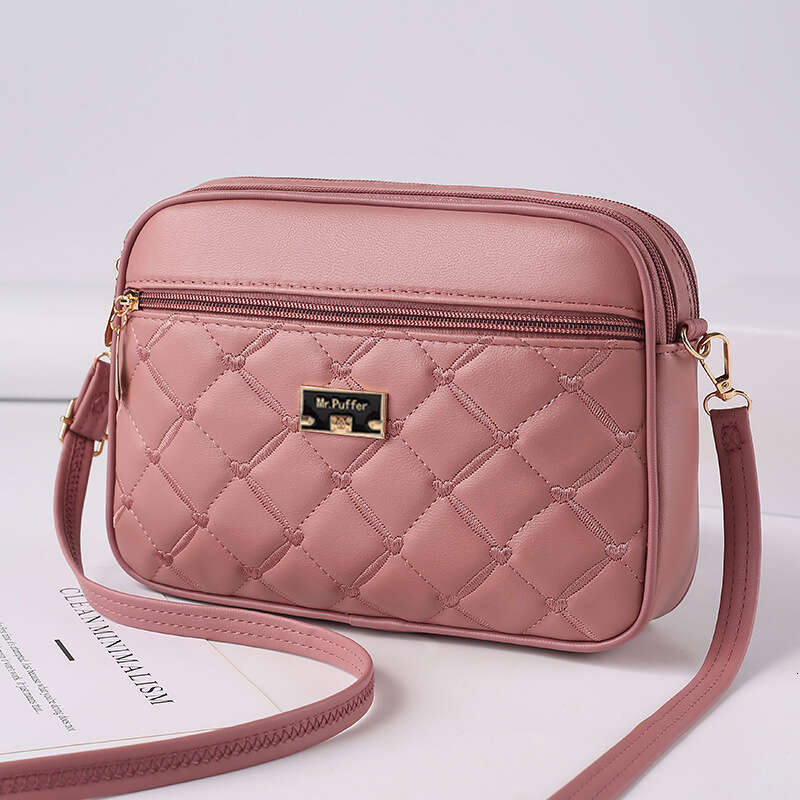 Trendy 2024 New Lingge PU Crossbody Versatile Women's One Shoulder Small Square Bag