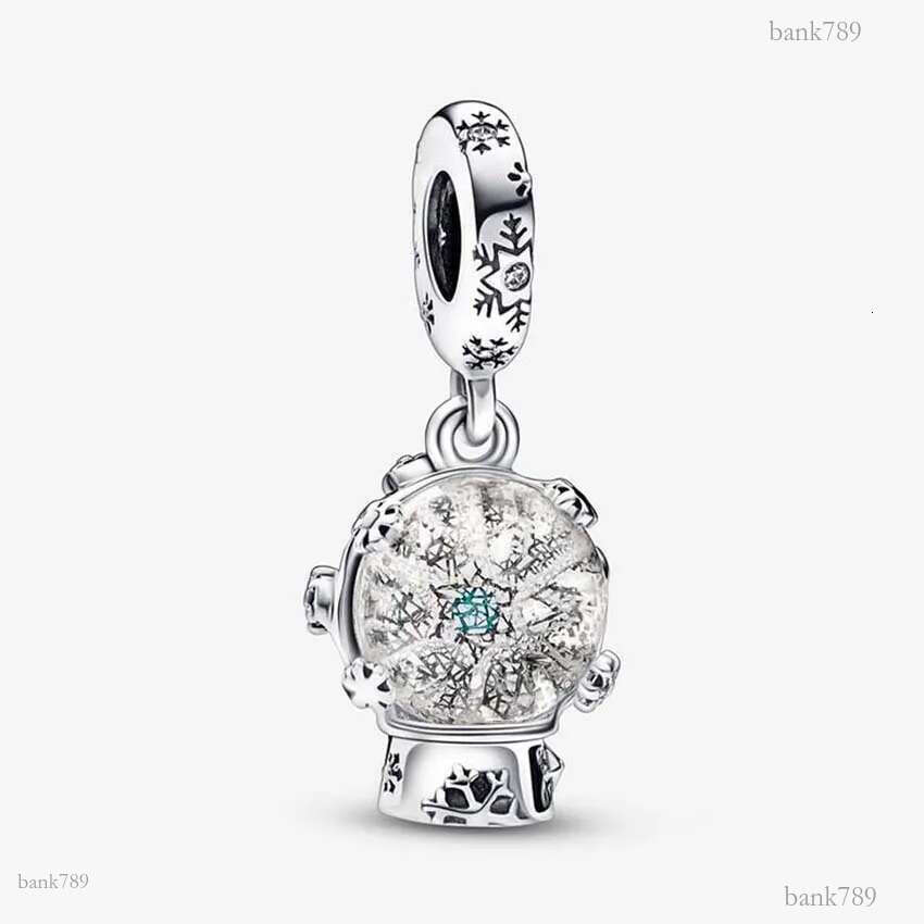 Snowflake Snow Globe Dangle Charm 925 Sterling Silver Logo Charms Set Bracelet Bangle DIY Making Components Pendant Charm With Luxurious Retail Box W