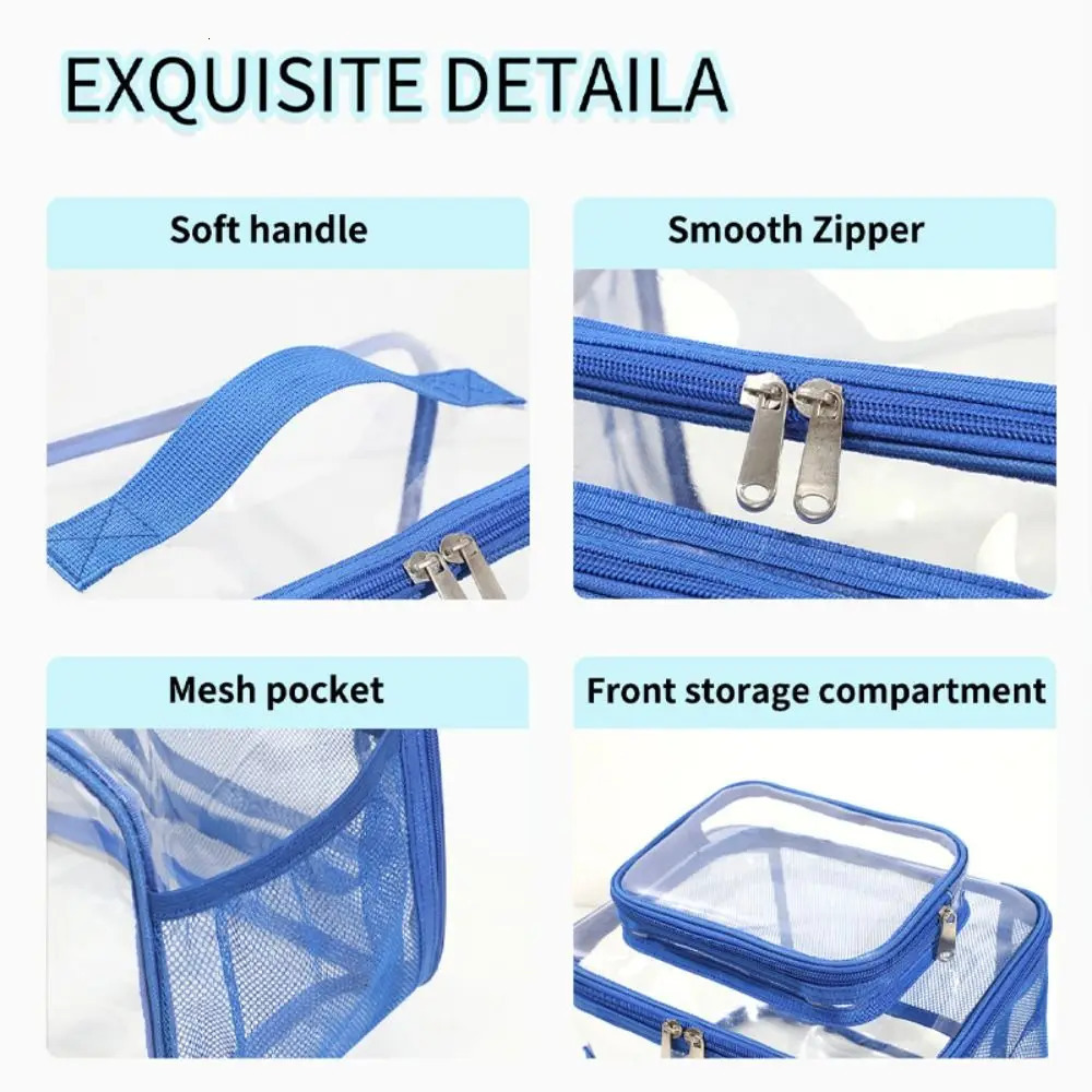 Outdoor PVC Travel Handbag Transparent Waterproof Shopping Storage Tote Bag Zipper Large Capacity Clear Picnic Bag R250312