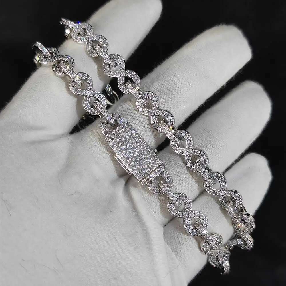 2025 Hip Hop Rapper Jewelry Bg 6MM Infinite 8-character Necklace Paved Crystal Iced Out Cuban k Chain Necklaces For Men Women