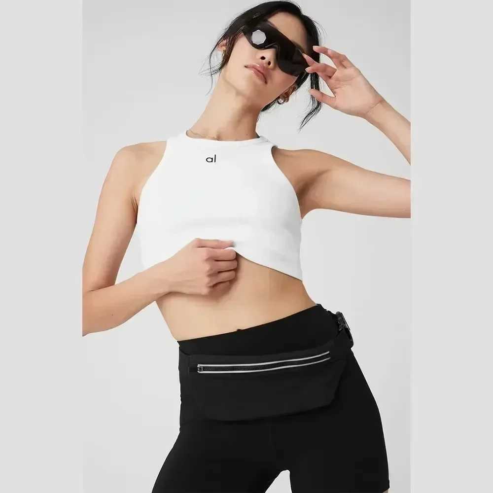 Active Shirts Tees tank top Women Aspire Tank Knitted Vest Slvel Seaml Short Workout Sports Gym Y2K Top Fit Running Slim Vest Y250312OJ4S