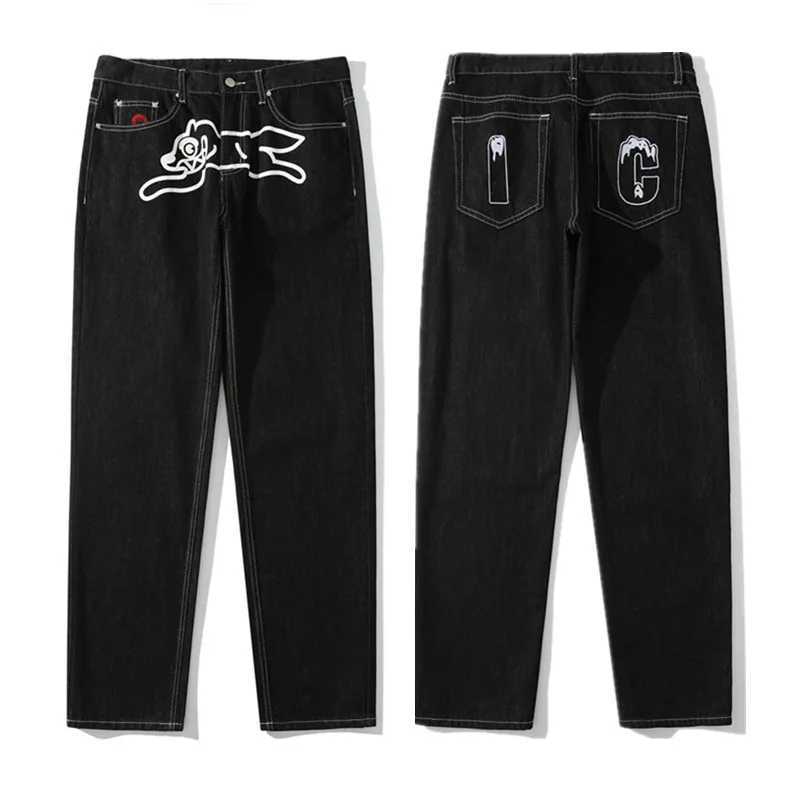 2024 Pantolon Y2K Street Clothing Flying Dog Printed Pocket Jeans Mens Harajuku Fashion Hip Hop Cowboy Trouser Vaqueros X250313
