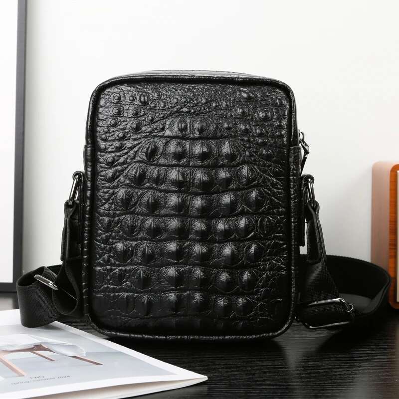 Bag Men Casual Cowhide Genuine Leather Crocodile Skin Men's Shoulder Crossbody Bags Bolsos Para Hombre Sacoches Hommes