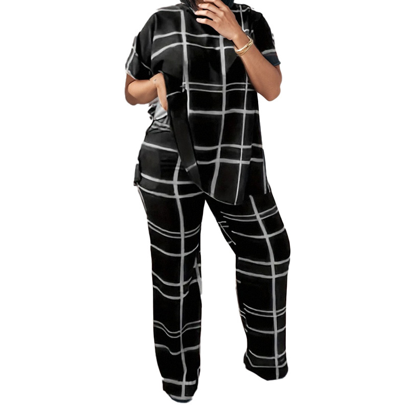 2025 Spring New Women's Printed Casual Commuting Short Sleeve Minimalist Set For Women