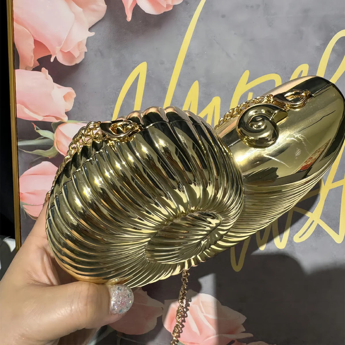 JIOMAY Personalized Fashion Conch Acrylic Bag er Handbags High Quality 2024 Exquisite Gold Purse Portable Shell Bag 250305