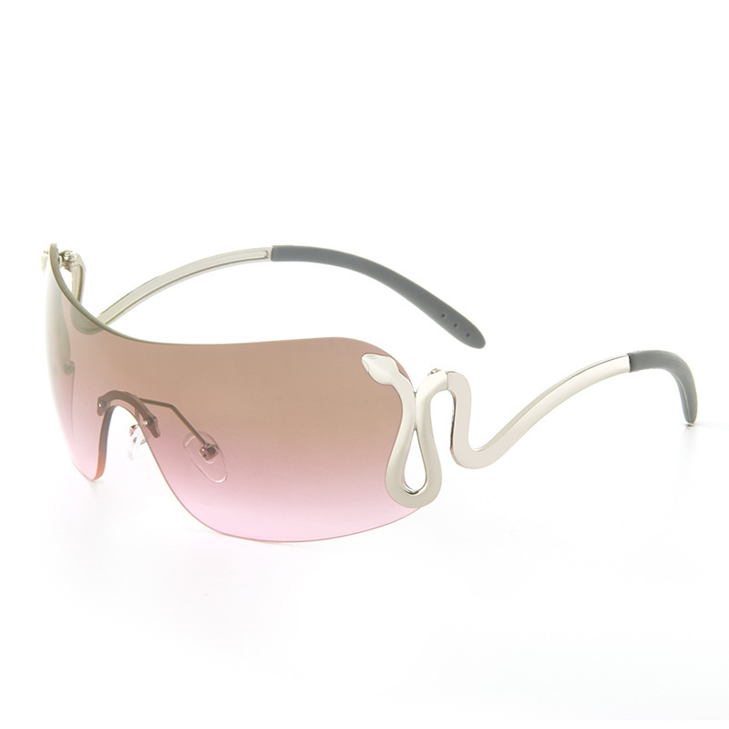 Free shipping 2025 new women frameless fashion sunglasses sunscreen party daily outfit gray blue pink transparent fashion design trendy