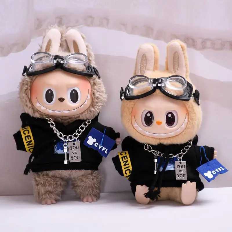 17cm Mini Plush DollS Clothes Outfit Accessories For Korea Kpop Exo Labubu Idol V1 V2 Pilot jacket suit Clothing GiftT250313