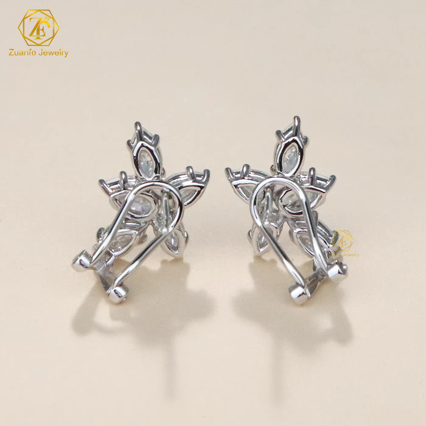 14K 18K Pure White Gold Moissanite Earrings D VVS1 Pear Marquise Shape Lab Diamond Fancy Moissanite Stud Earrings for Gifts