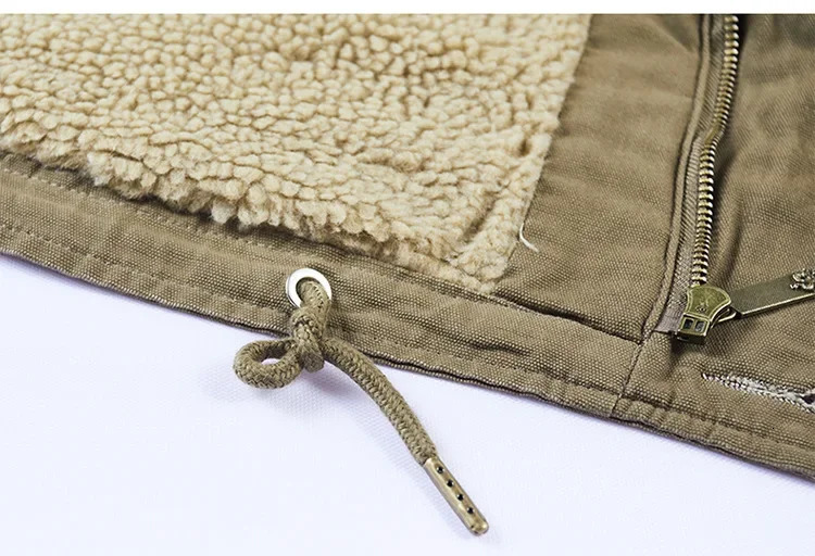 Mens hooded winter jacket with wool lining for warmth Parkas highquality mens casual clothing size 5XL 250313