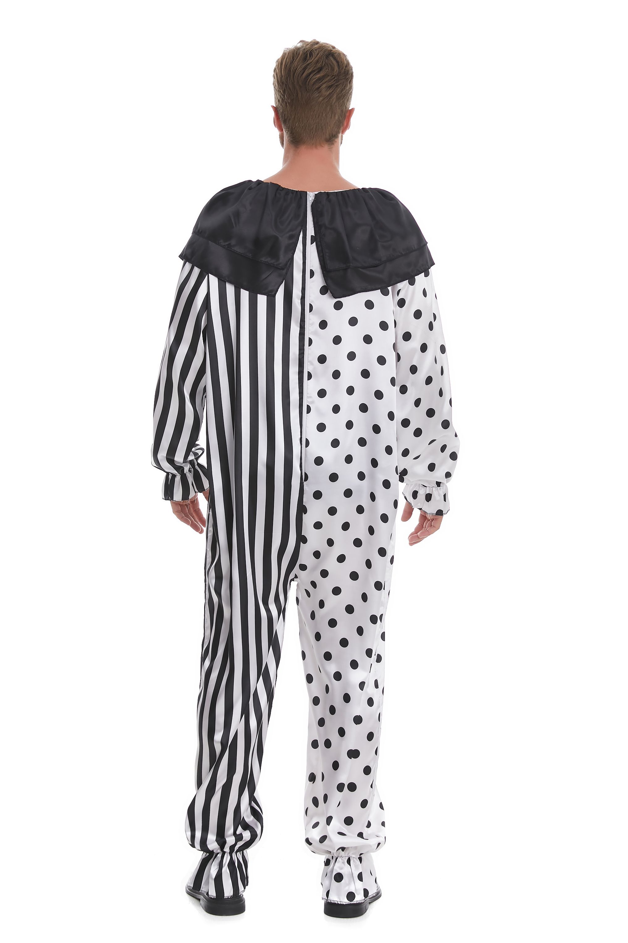 Durable Two-Piece Men's Clown Attire Complete with Body Suit and Authentic Head Wig (Model YJS1003)