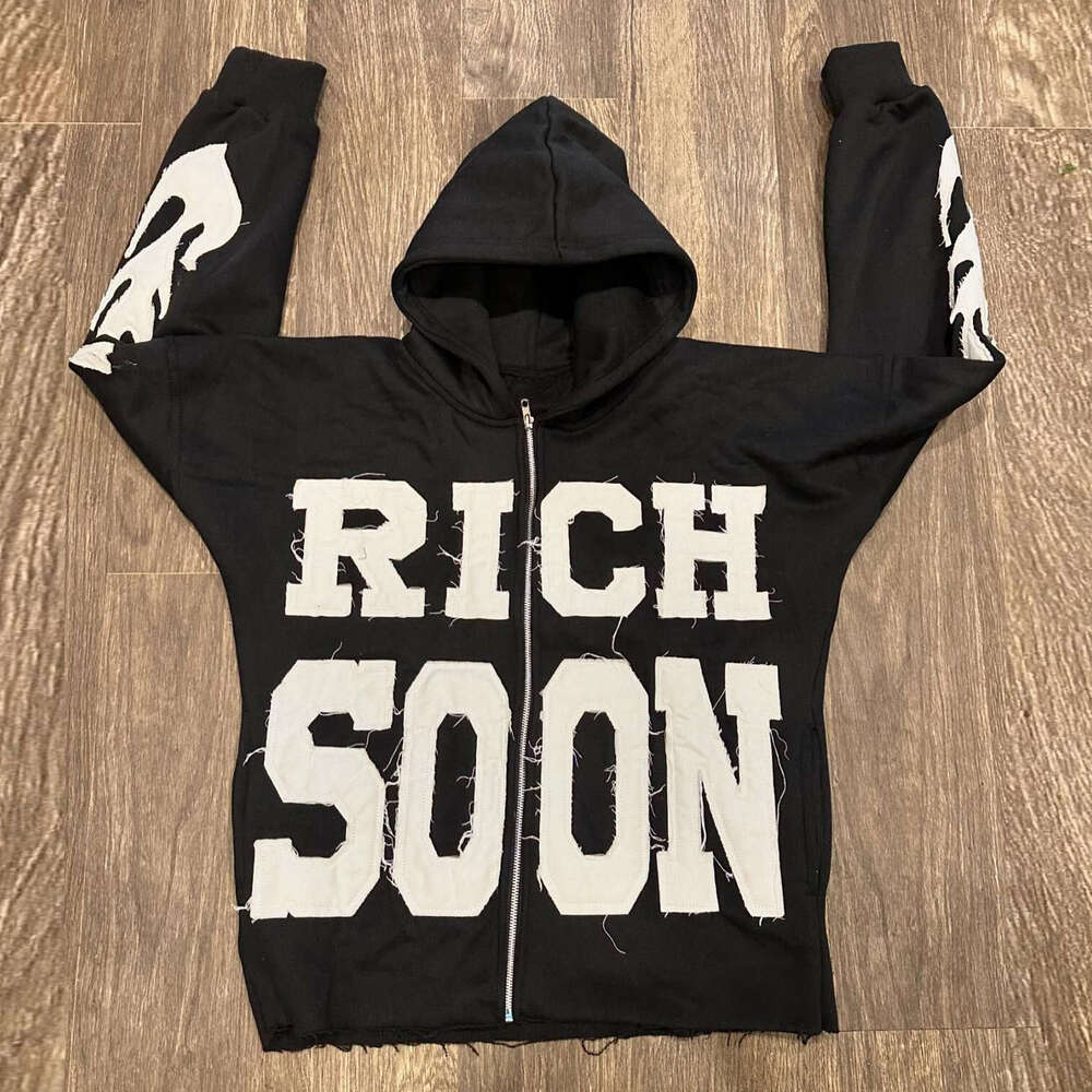 Street Hip Hop Alphabet Embroidered Cardigan Zipper Hoodie Youth Casual Sweatshirt