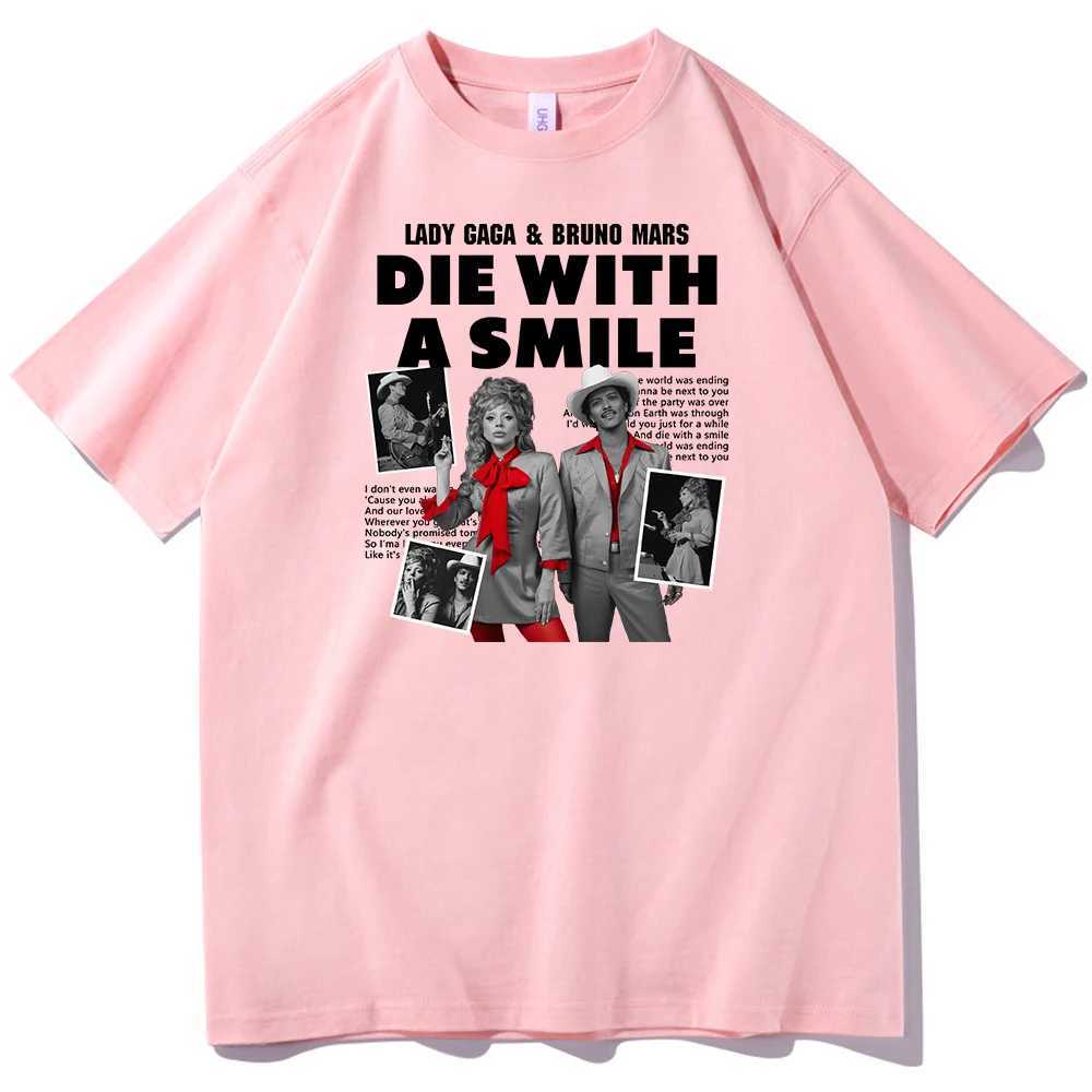 Lady Gaga Bruno Mars Die With A T-shirt O-Neck Short Slve Shirts Fans Gift X250313