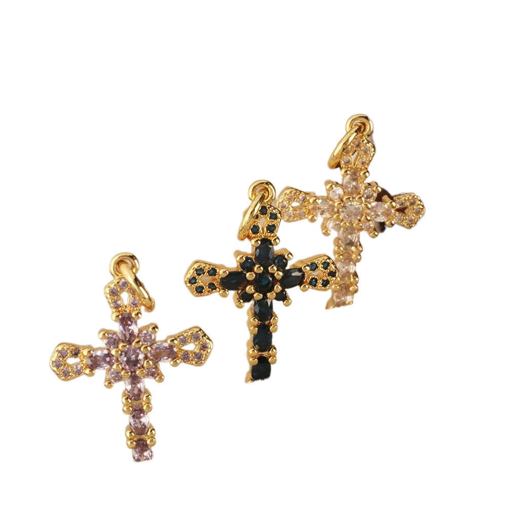 designer hot selg new product copper gold-plated micro inlaid zircon cross pendant necklace for women