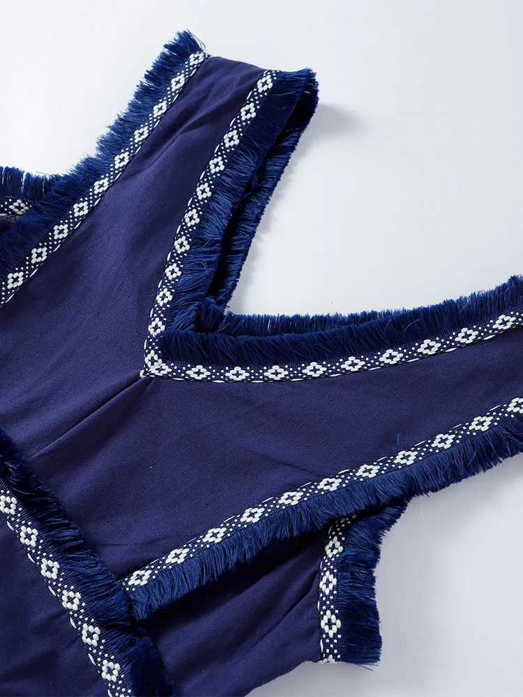 Urban Sexy Dresses Elegant Tassels Embroidered Midi Dr Womens Fashion Strt V-neck Slvel Maxi Dr 2025 Summer New Holiday Womens Beach Robe Y240312W8VJ