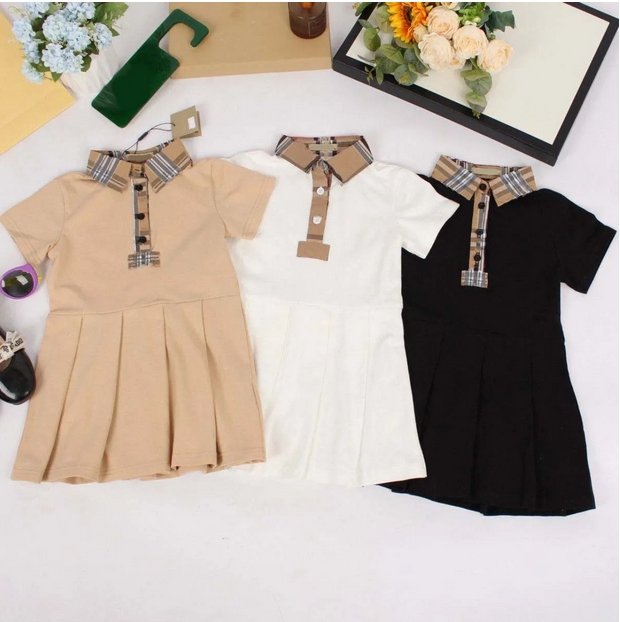 Designer Dress Luxury Dresses For Kids Fashion Simple Brand One Piece Dress Girls Casual Letter Short Sleeve Dresses -8 Sweet Classic Child Skirt