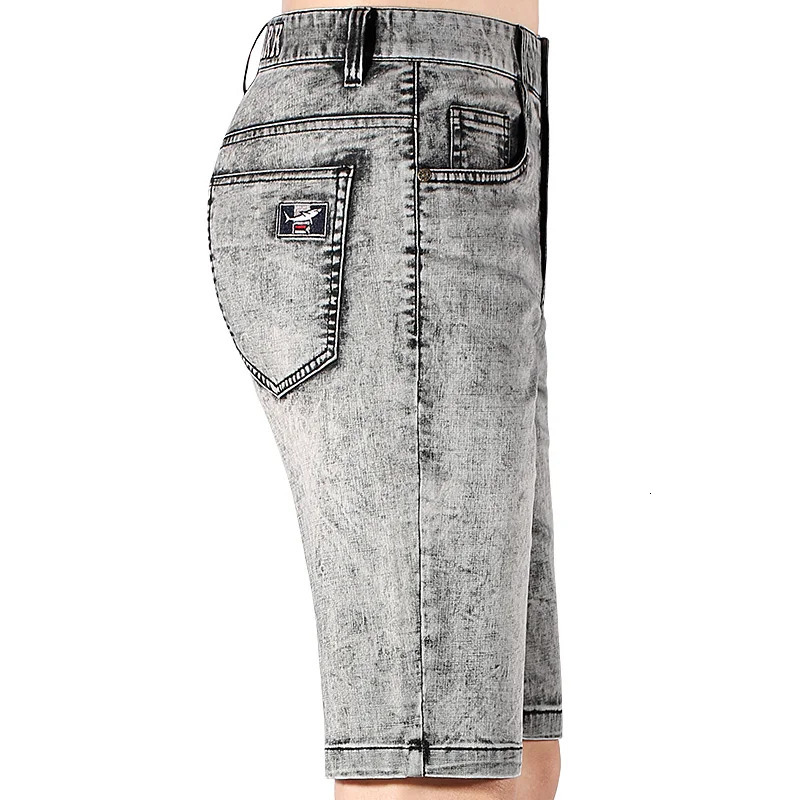 gray denim shorts mens Bruce Shark summer thin soft cotton casual fashion stretch straight loose Trouser size 42 250313