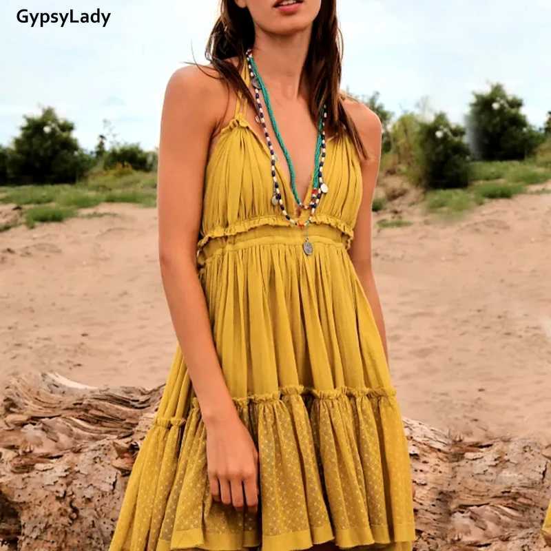 Urban Sexy Dresses GypsyLady Summer Backl Boho Mini Dr Dp V Sexy Women Strapl Beach Dr Hippie Chic Dr Holiday Casual Dr Y2403123EVJ