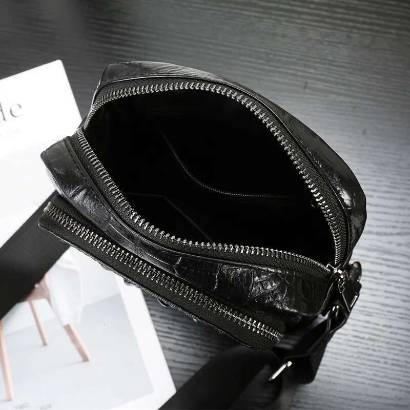 Bag Men Casual Cowhide Genuine Leather Crocodile Skin Men's Shoulder Crossbody Bags Bolsos Para Hombre Sacoches Hommes