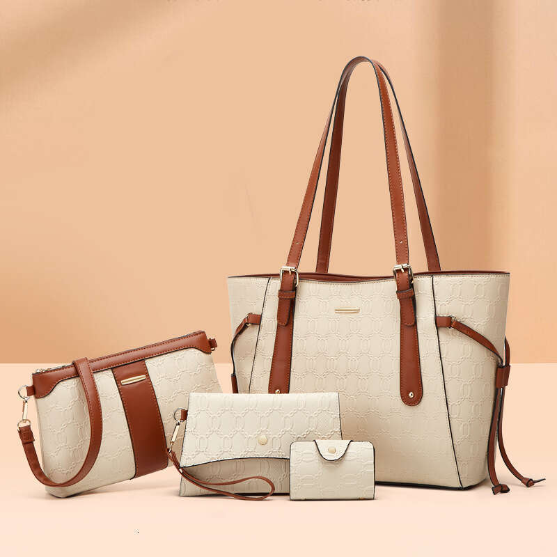 2024 autumn winter new fashionable single shoulder crossbody large capacity tote mother and child four piece set bag