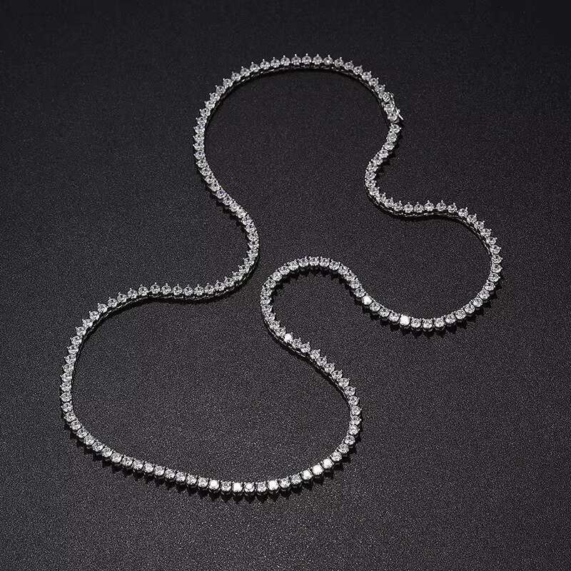 Hot Sale 3 Prong Claw Setting 3mm 4mm 5mm Round Tennis Chain Sterg Sier Iced Out Moissanite Chocker Necklace