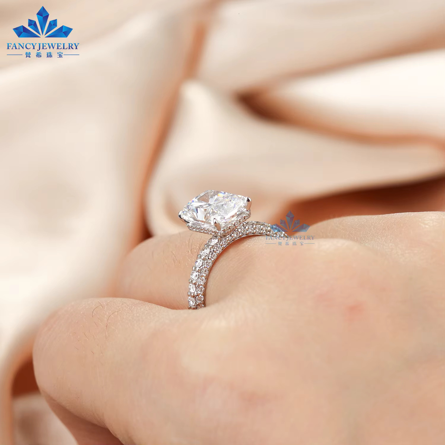 Custom Engagement Wedding Ring Jewelry 18k Solid Gold D VS1 Radiant Cut 3ct Lab Grown Diamond Ring