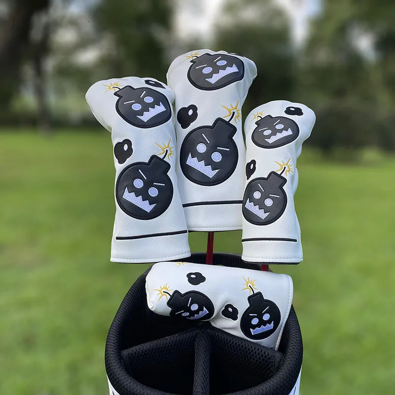 Demon bomb Golf Woods Headcovers Covers For Driver Fairway Putter Clubs Set Heads PU Leather Unisex 250312