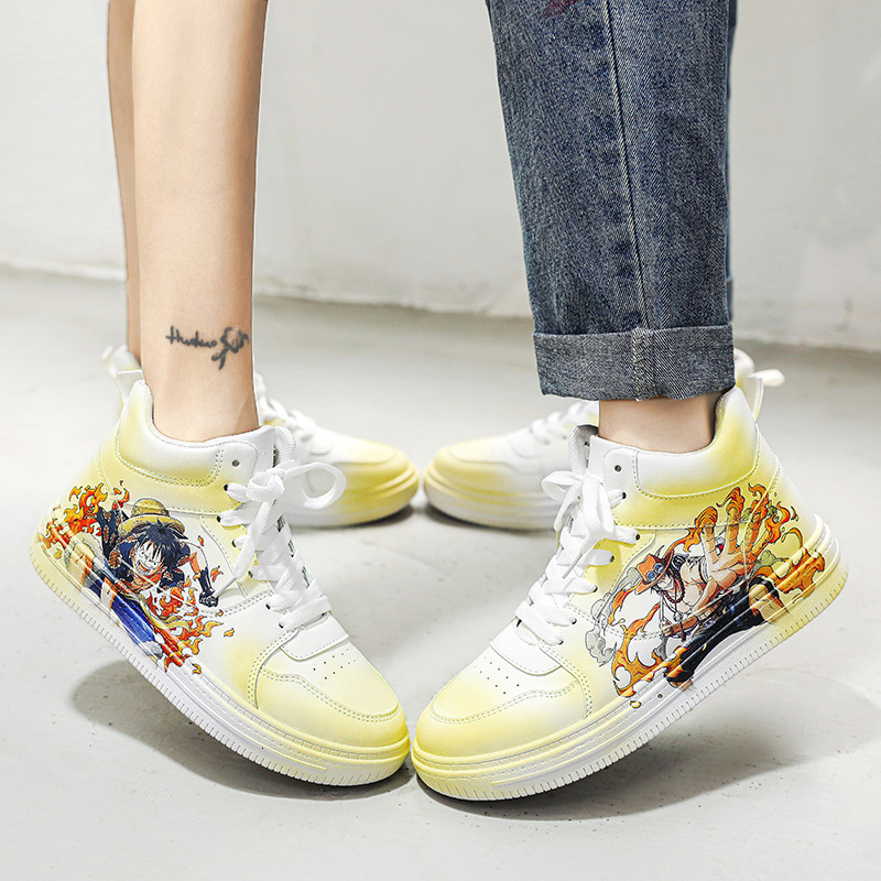 2025 New Chinese Couple Live Streaming Style Designer Trendy Fashion Anime One Piece Drawing Board Casual Shoes Men's Edition