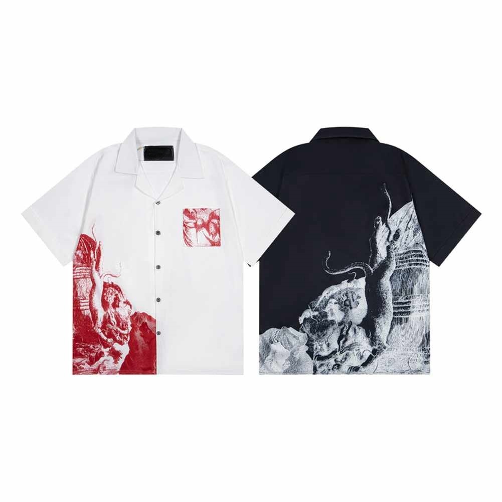 LUXURY Designer ZA Shirts Men's Fashion Tiger Bowling Tshirt Hawaii Floral Casual Silk Shirts Men Slim Fit Short Sleeve Dress Shirt