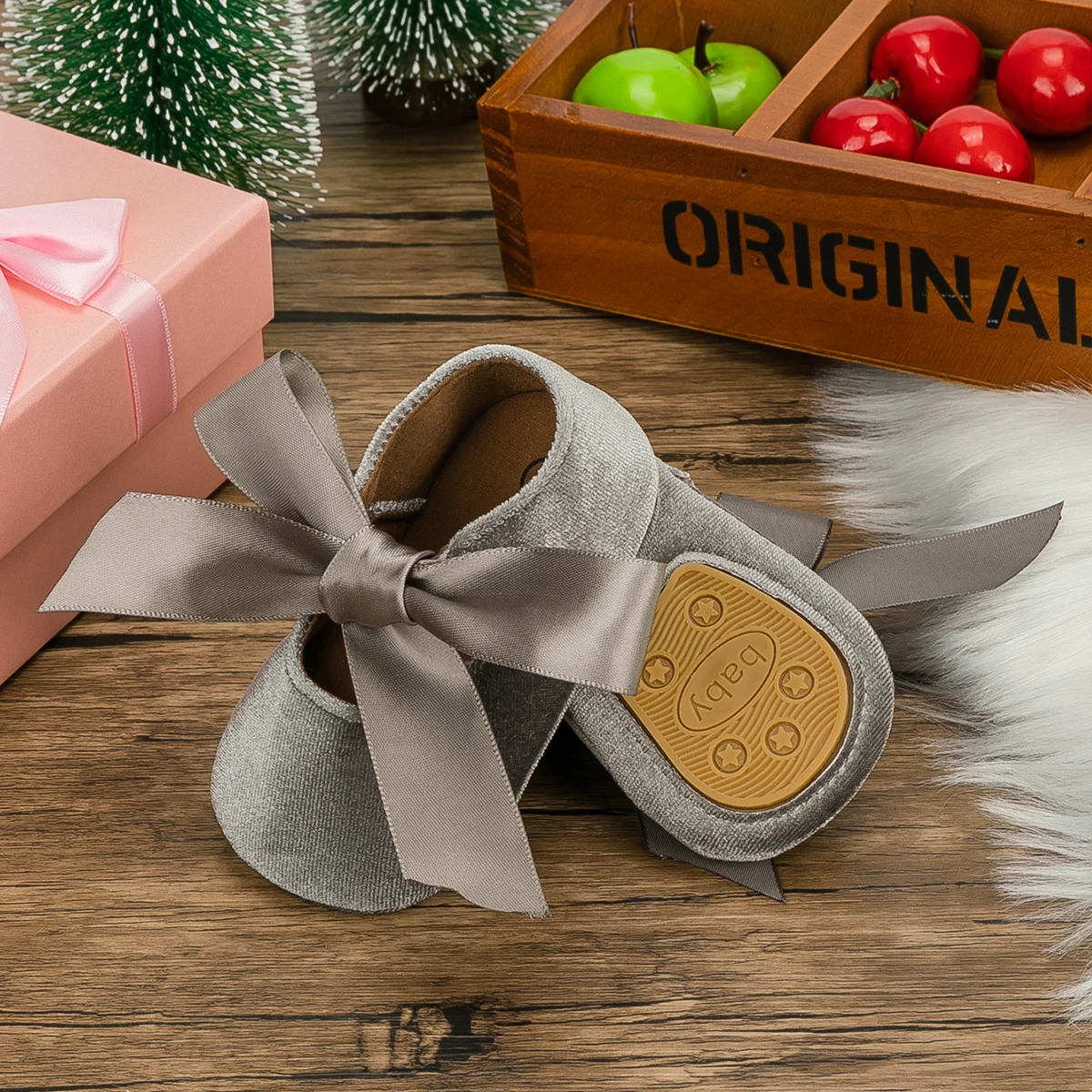 KIDSUN Baby Shoes Girls Princess Shoes Infant Toddler Non-slip Flat Soft-sole Cotton Rubber Cute Bow-knot First Walkers born 250312