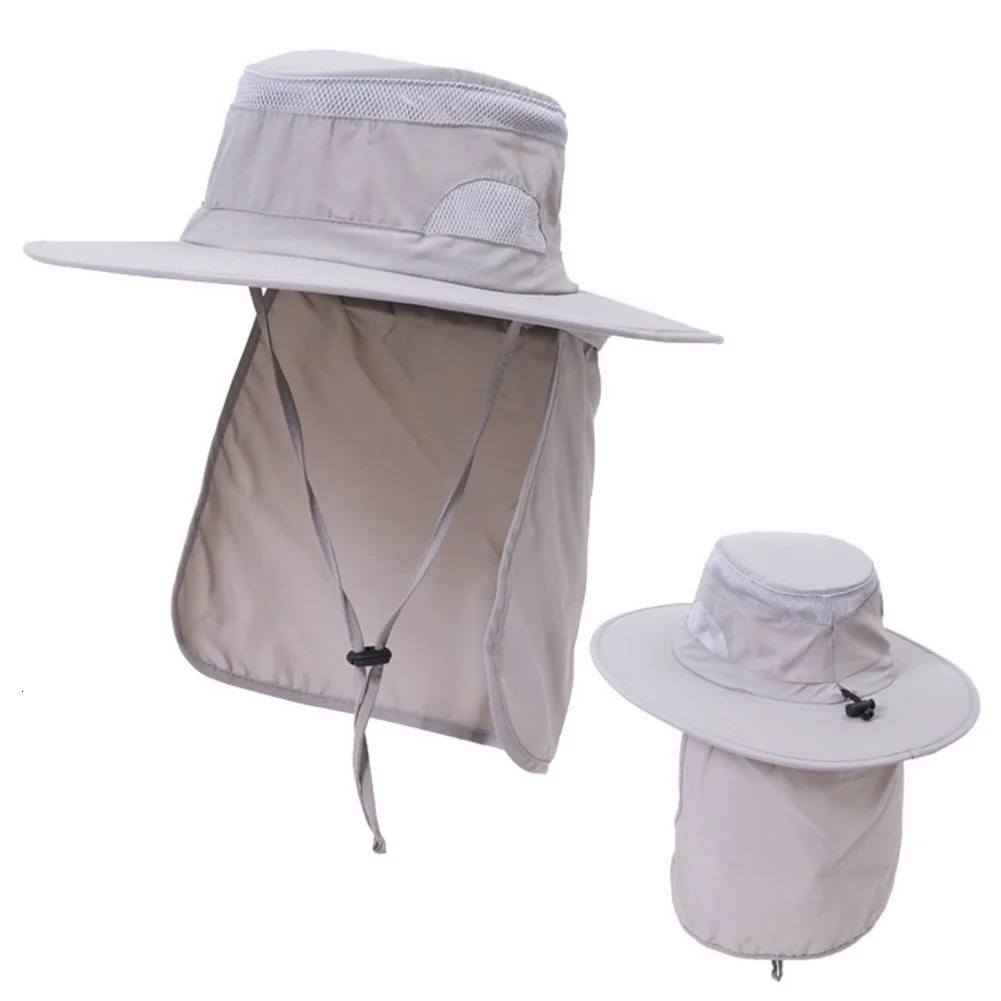 2in1 Summer UV Proteciton Bucket Hat With Back Neck Flap Cover Unisex Outdoor Safari Hiking Fishing 250304