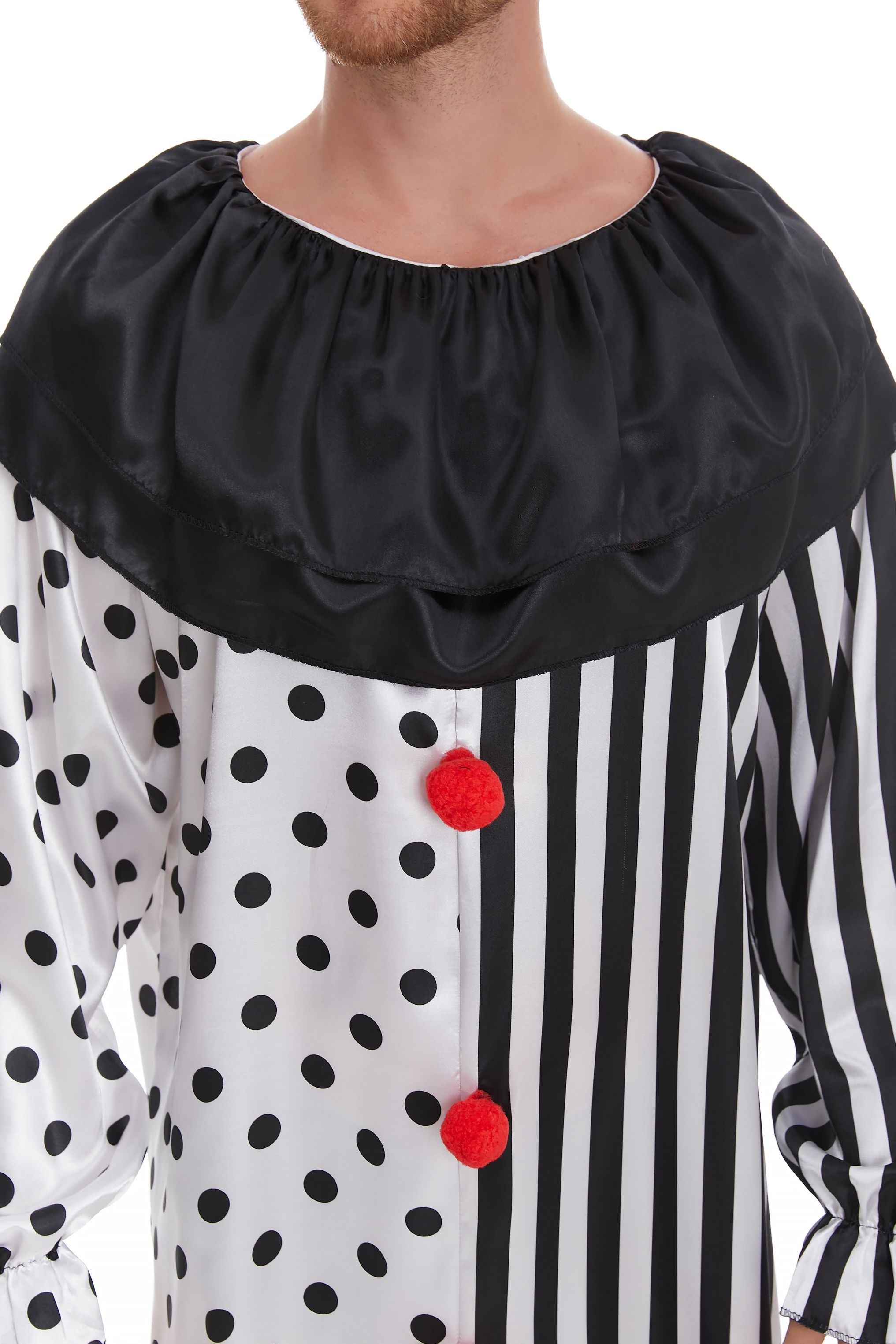Durable Two-Piece Men's Clown Attire Complete with Body Suit and Authentic Head Wig (Model YJS1003)
