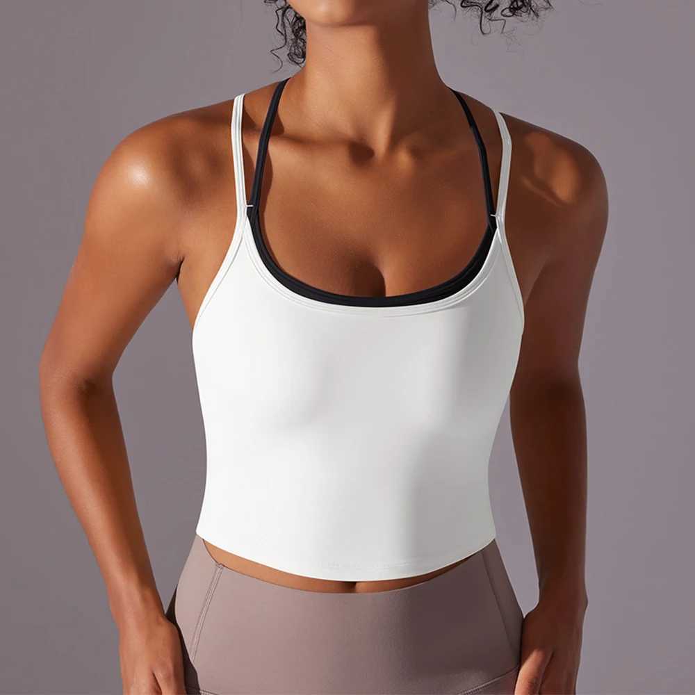 Women's Tracksuits Women Solid Color Fitn Bra Gym Top Backl Workout Top Female Push Up Running Sport Bra Sports Underwear Vest Y2503125EHE