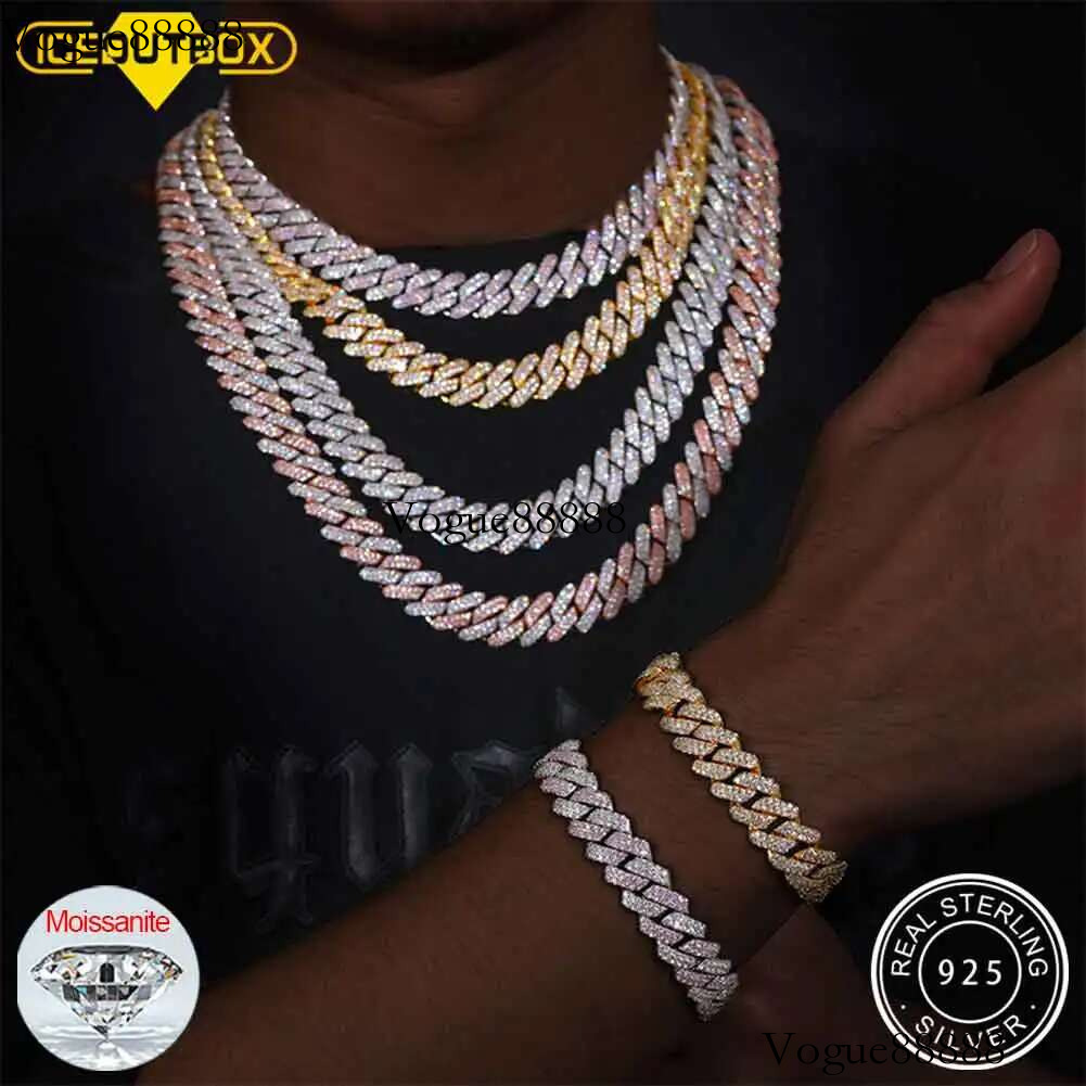2025 14MM unisex Moissanite Cuban chain necklace for men and women Sterg Sier Hip Hop jewelry gifts of high quality
