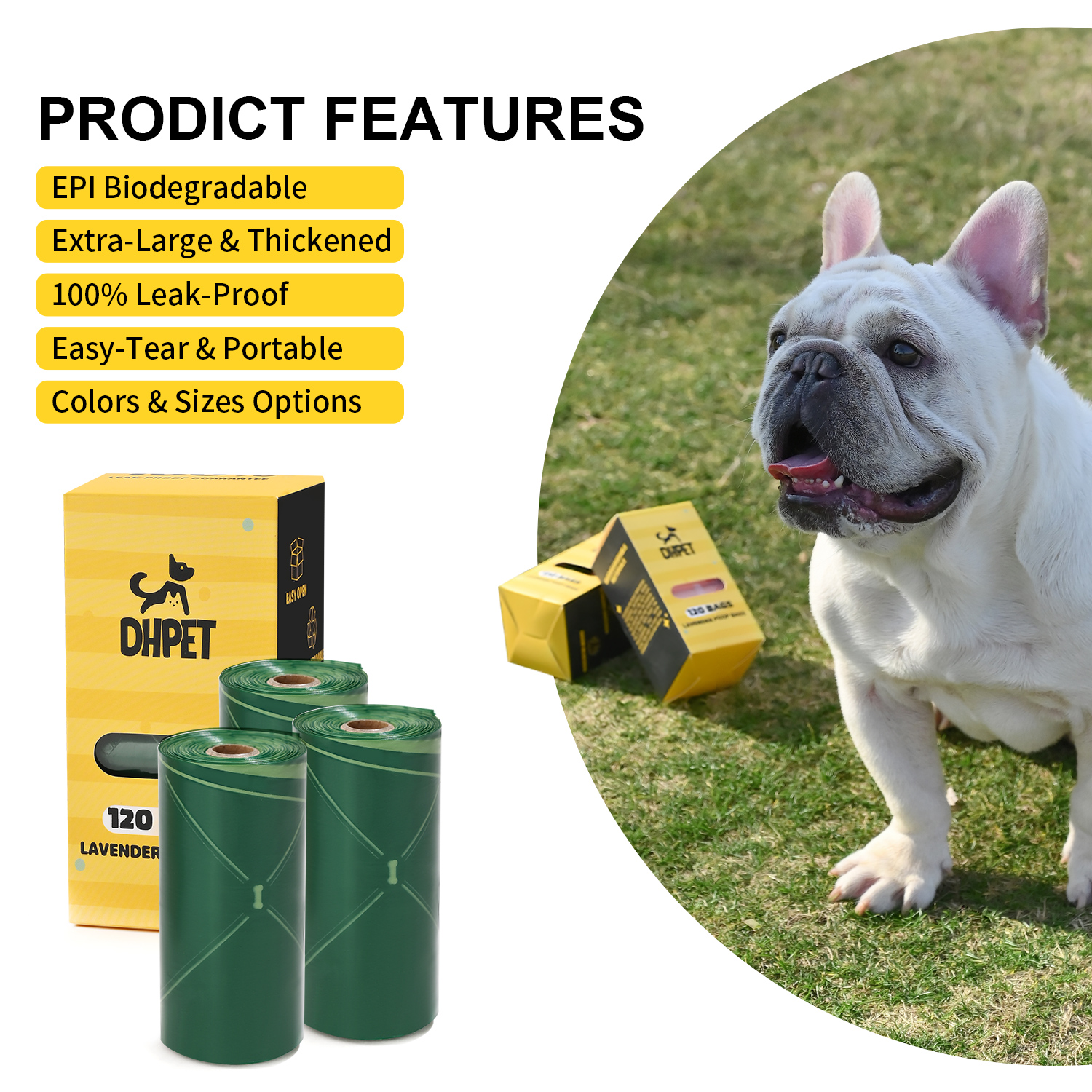 DHPET Basics Dog Poop Bags 100% Leak Proof Lavender Scented Poop Bags for Dogs 120 Bags 8 Pack of 15 13 x 9 Inch