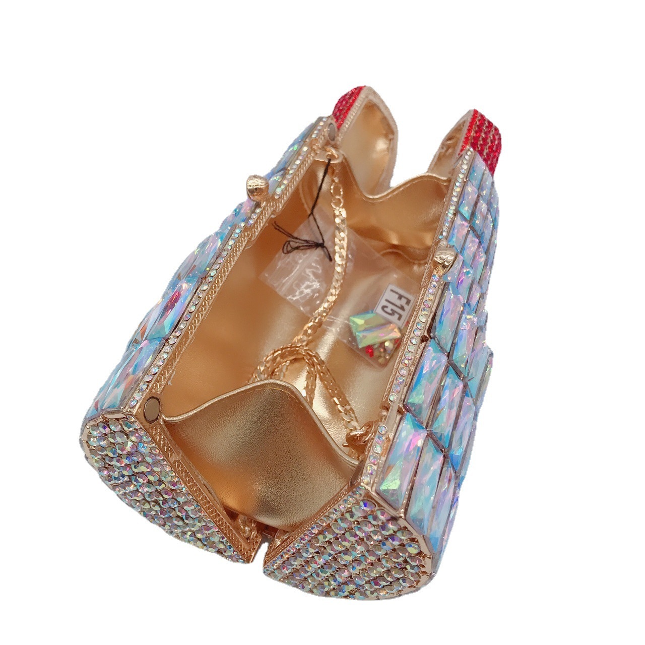 New Inlaid Dinner Full Of Diamonds, Hand Holding Lipstick, Women's Bag, Diamond Chain Clutch Crystal Evening Bag