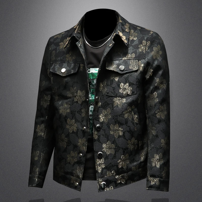 Spring Flower y Mens Slimming Casual Business Jacket Fashion Street Clothing Bomber 250313