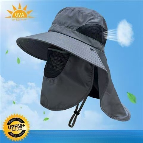 Mountaineering cycg outdoor face neck protection, for men and women, summer large brimmed UV protection sun hats, fishing hats