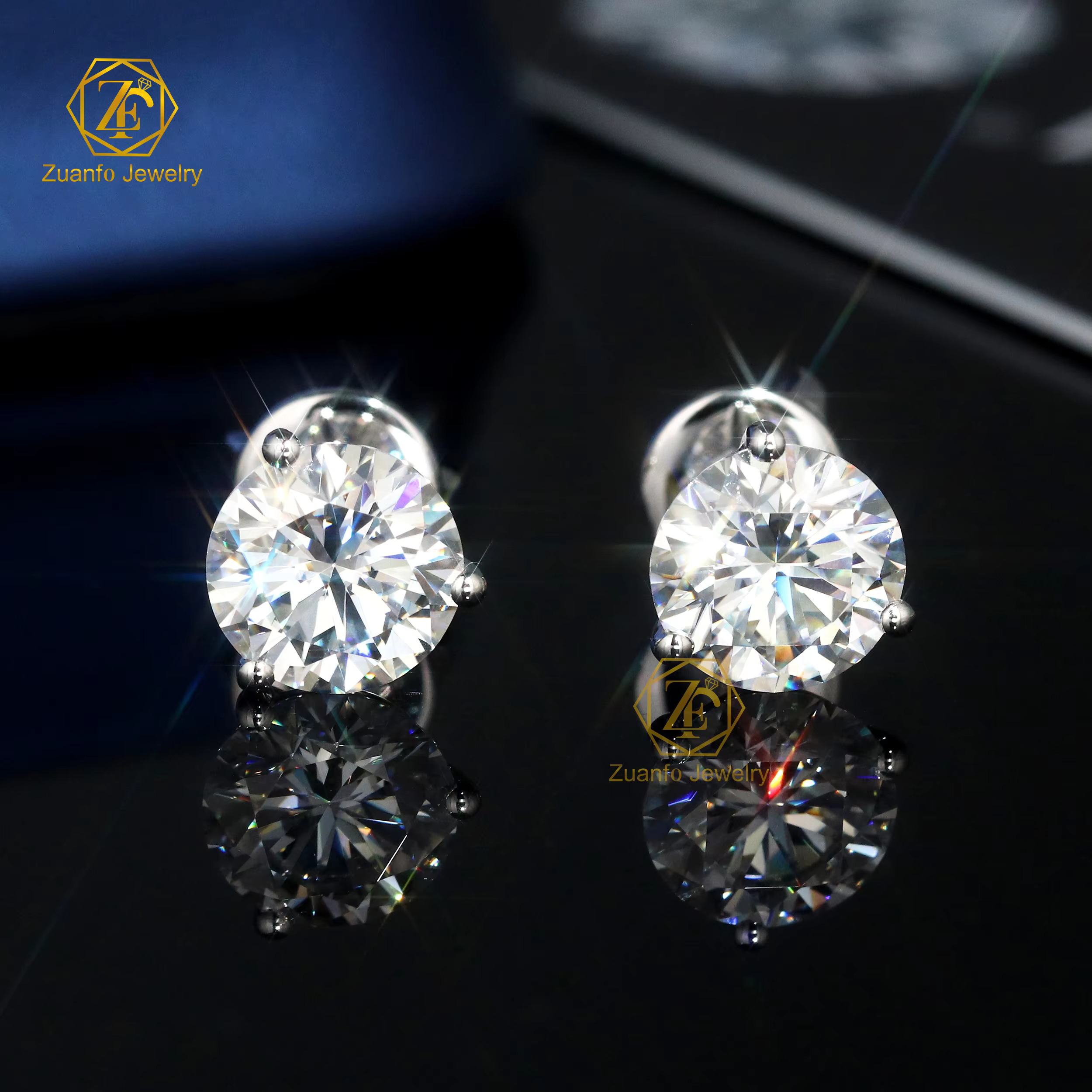Custom 0.5 1ct 2ct Lab Grown Diamond CVD VS1 Clarity D Color 14K/18K Gold Screw Back Stud Earrings with IGI Certificate
