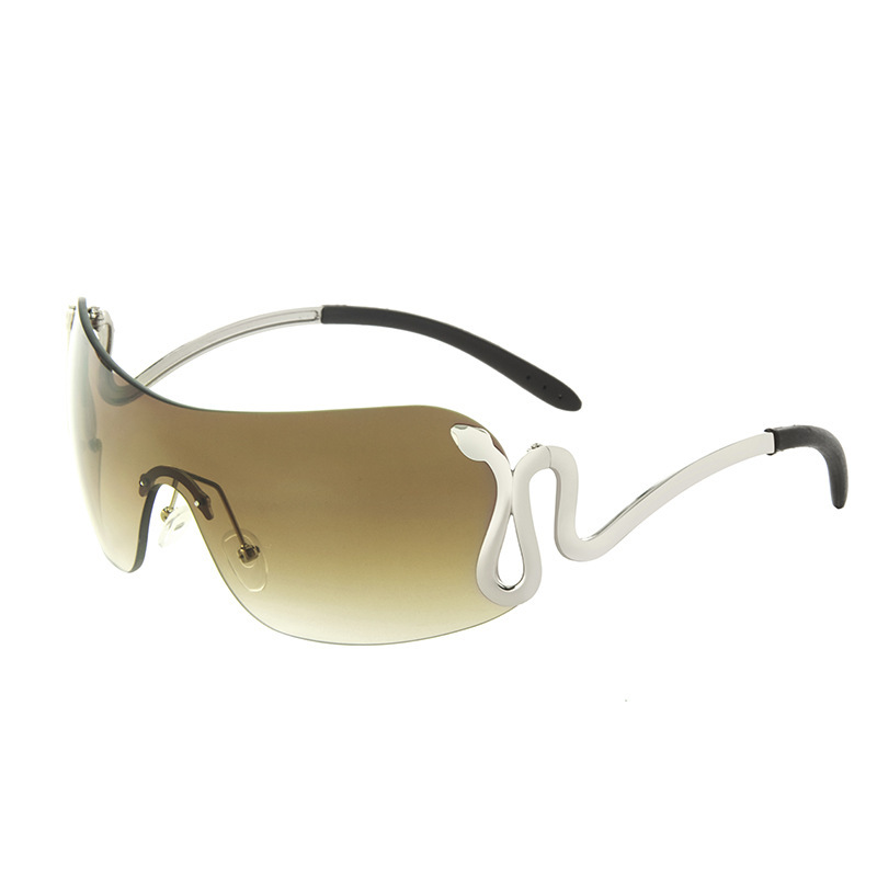 Free shipping 2025 new women frameless fashion sunglasses sunscreen party daily outfit gray blue pink transparent fashion design trendy