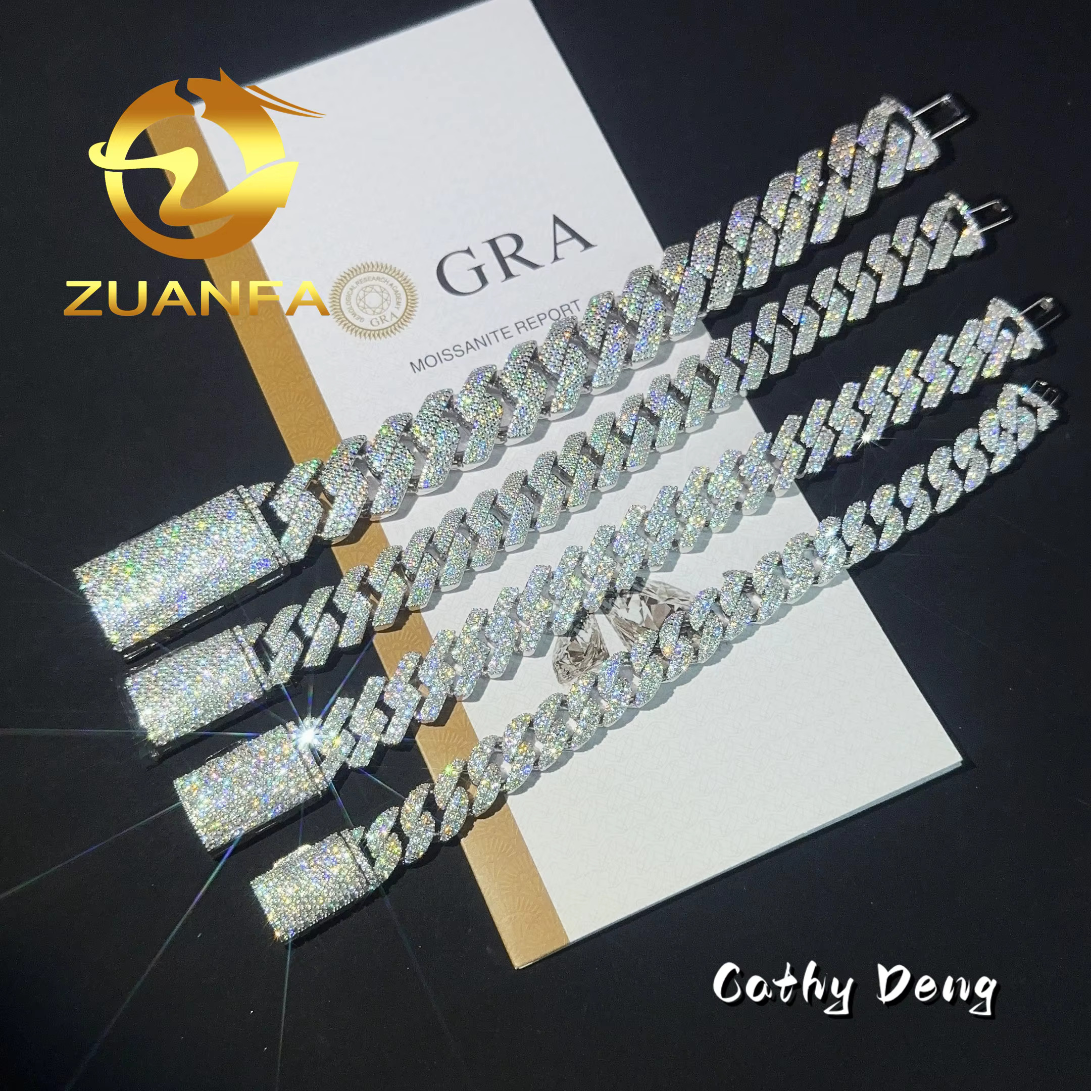 Pass Diamond Test 12mm 13mm 15mm 20mm Full Ice Moissanite Bracelet 925 Silver Cuban Link Chain Bracelet Fine Jewelry Necklaces