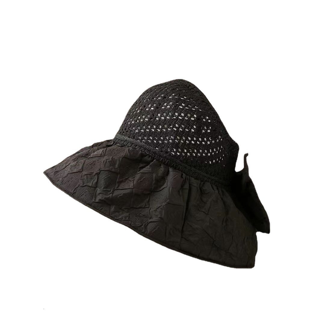 Black rubber sunshade and hat women, UV protection for summer, face covering sun hat, trendy large brim, fisherman's empty top baseball cap