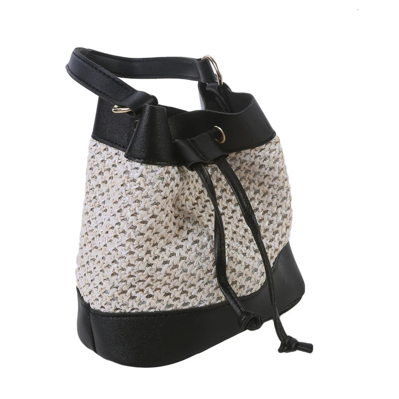 Bucket Bag For Women Drawstring Handbag Beach Straw Woven Crossbody Bag Fashionable Simple And Elegant Summer Messenger Bag R250312