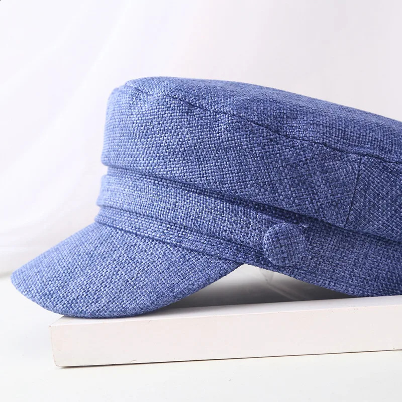 Beret Cap Woman Cotton Linen Sailor Captain Caps Retro Breton Flat Top sboy Fisherman Hat Unisex 250313