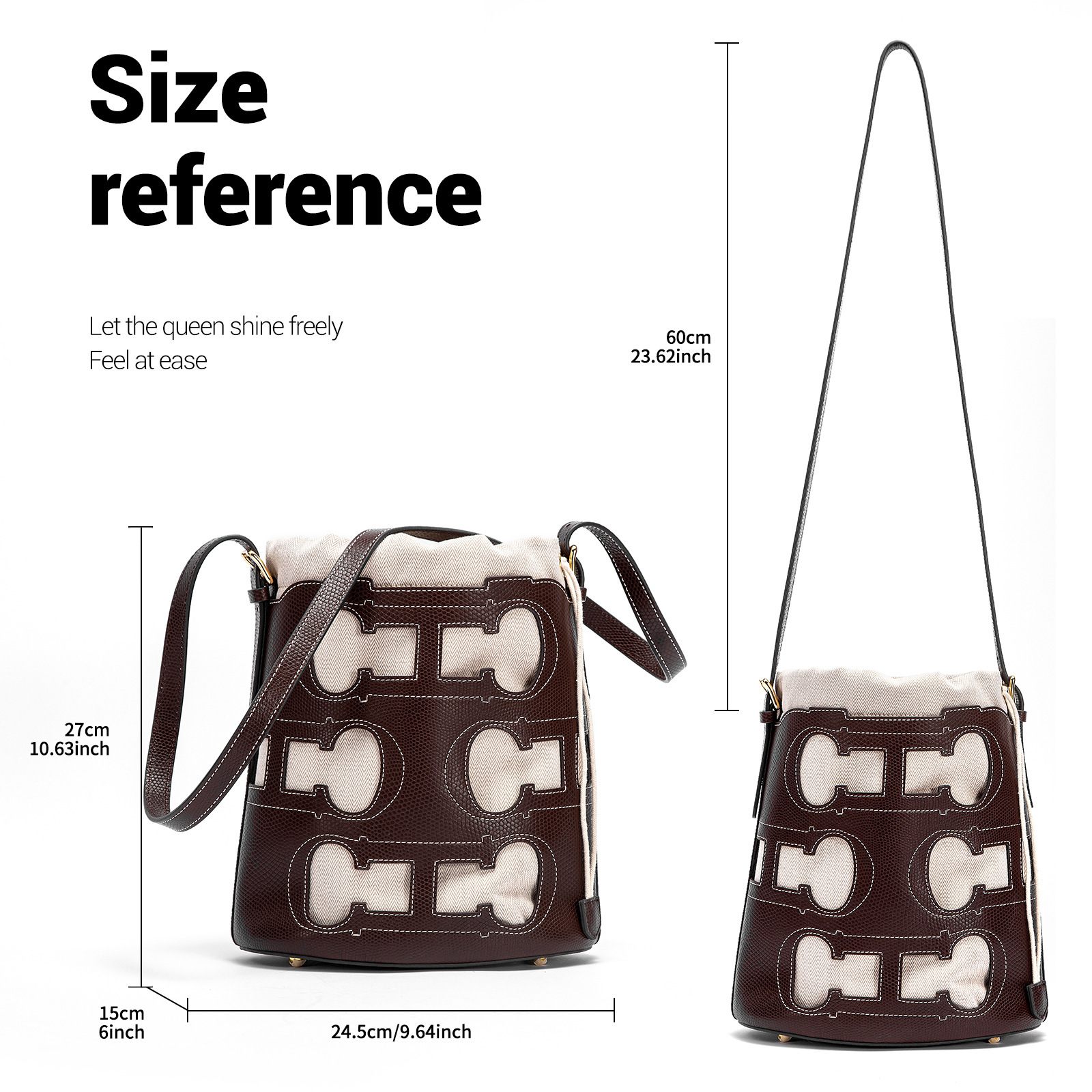 CHCH Hollow Design Trendy Daily Versatile New Double-Layer Drawstring Women's Single Shoulder Crossbody Bag